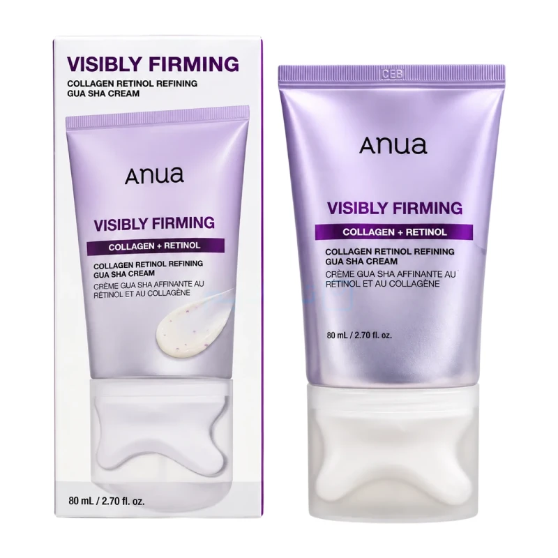 کرم گواشا آنوا Anua ضد چروک و لیفتینگ حاوی رتینول و کلاژن مدل Visibly Firming Collagen Retinol Refining Gua Sha Cream حجم 80 میل